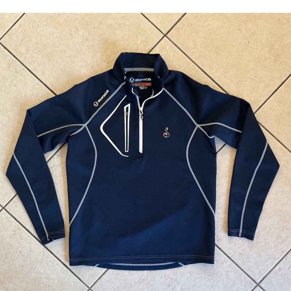 Sunice Superlite FX Quarter Zip Mens Medium Navy Blue Excellent Sport Pullover